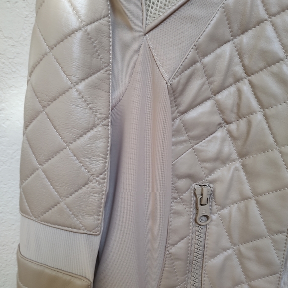 Blanc Noir Women's Moto jacket NWT Beige Size L - Picture 6 of 6